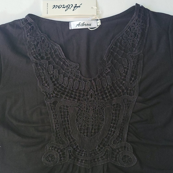 AIBROU Black Short Sleeve Embroidered Shirt - Picture 11 of 11